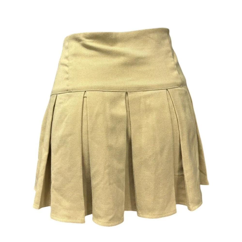 Aeropostale Solid Low-Rise Pleated Kakhi Skort Skirt Size XL Y2K